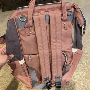 Pink and gray diaper bag